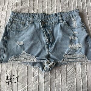 SHEIN Light Blue Ripped Jean Shorts